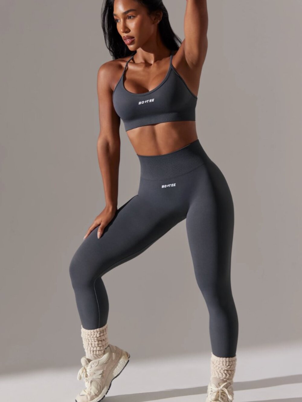 Bo+Tee Define Contour Gray High Waist Leggings M